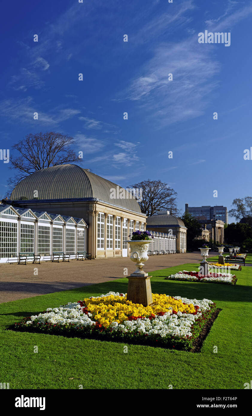 UK,South Yorkshire,Sheffield,Botanical Gardens et la maison de verre Banque D'Images