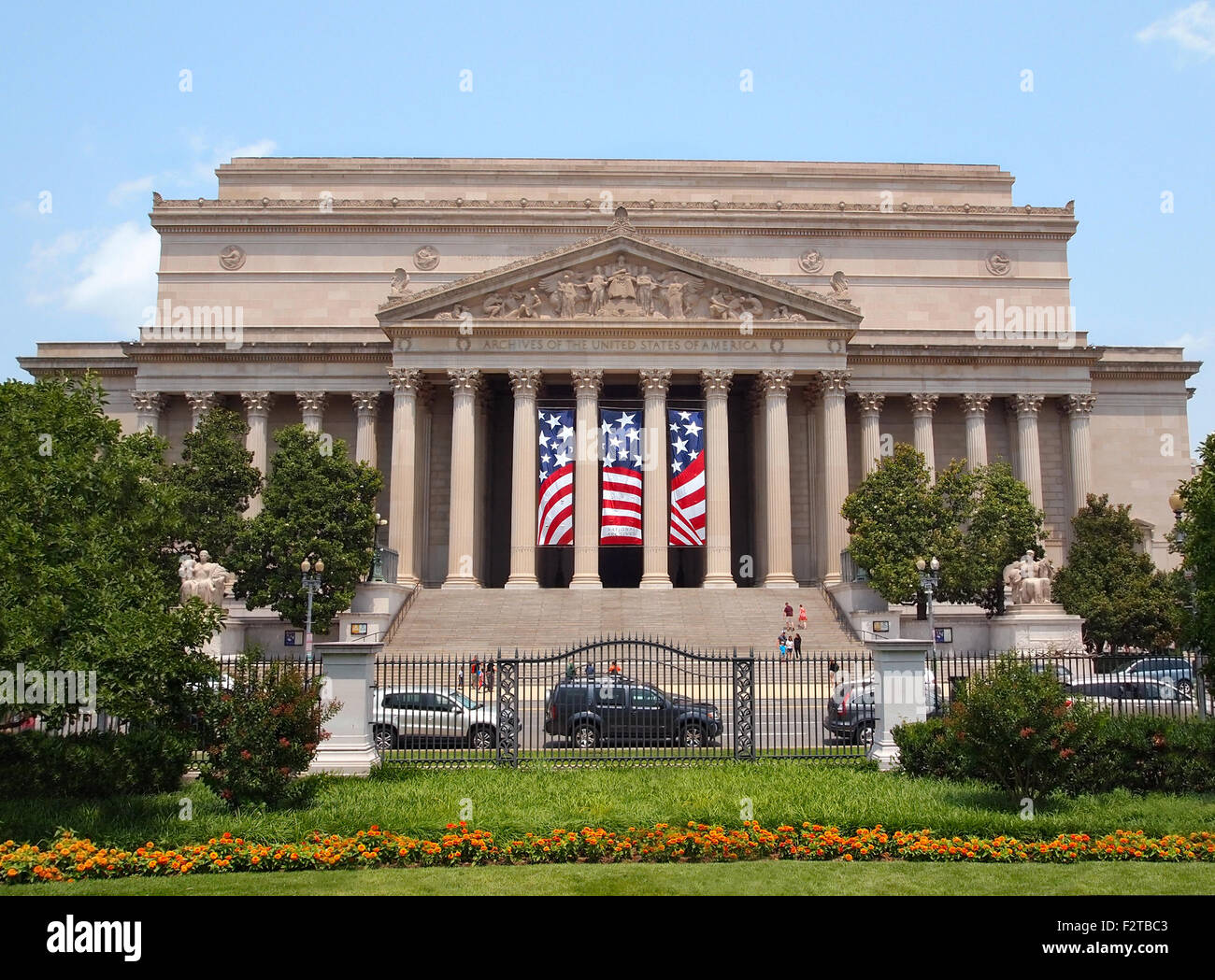 Les Archives nationales des États-Unis d'Amérique, sur Pennsylvania Avenue à Washington, D.C. , un bâtiment contenant ces imp Banque D'Images