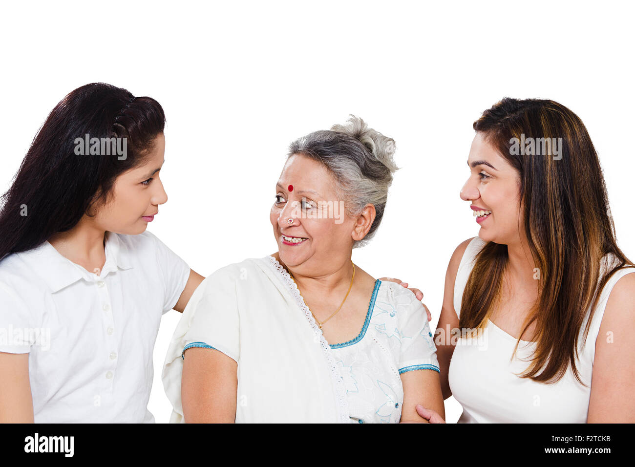 3 grands-parents mère indienne et sa fille profiter Banque D'Images