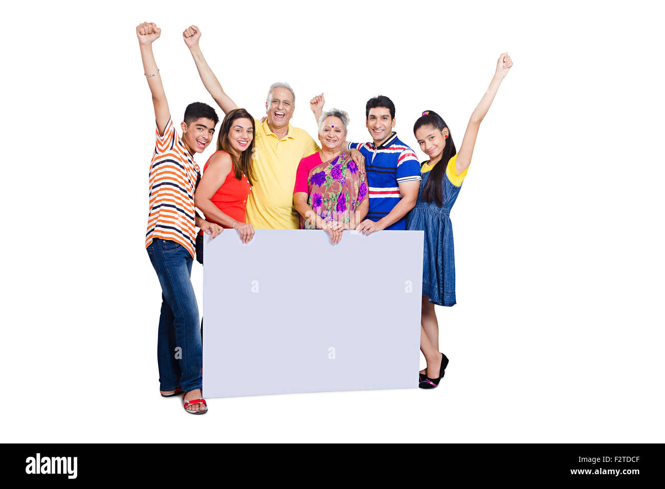 Groupe indien famille commune Message Board montrant profiter Banque D'Images