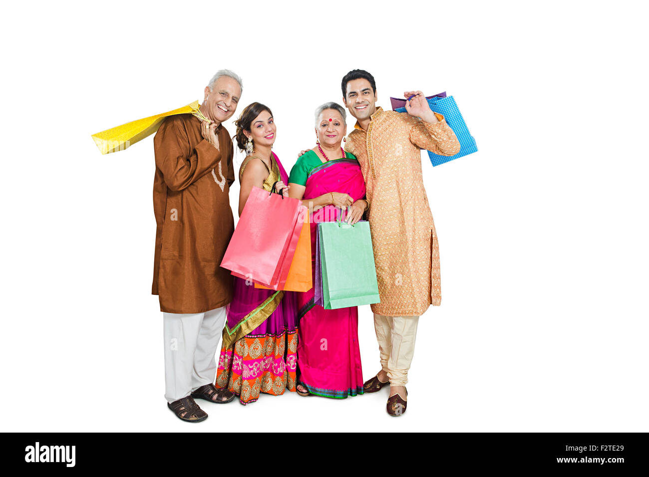 4 fils d'un père indien et d'Daughter-In-Loi diwali shopping Banque D'Images