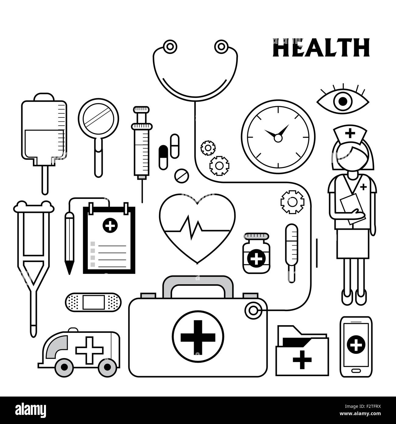 Fournitures de médicaments mis en télévision style design Illustration de Vecteur