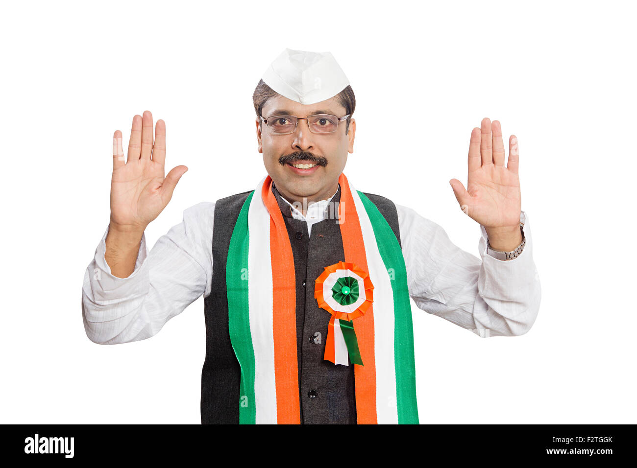 1 adultes indiens montrant des signes avec la main politicien Homme Banque D'Images