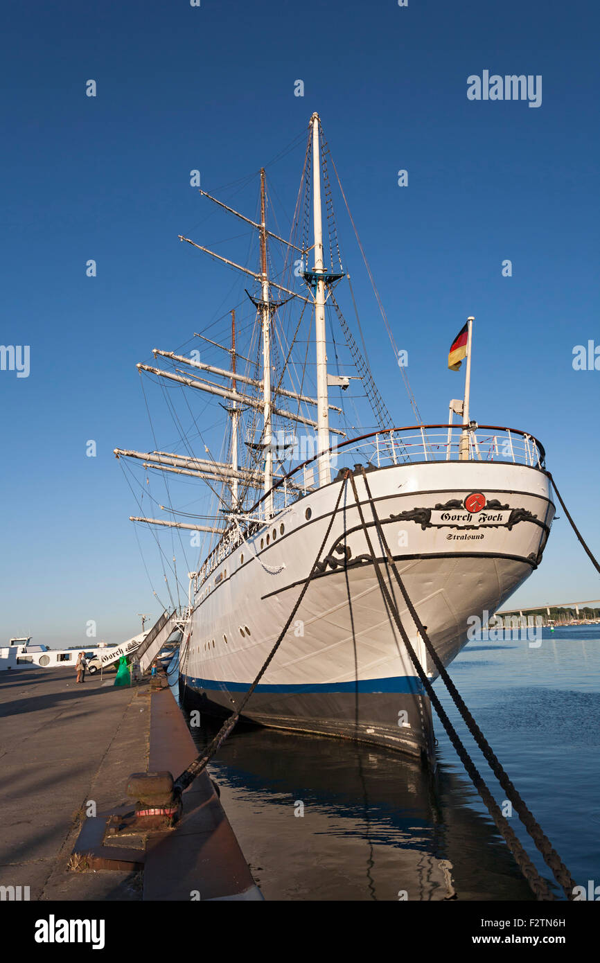 Gorch Fock, Tall Ship, Port, Stralsund, Mecklembourg-Poméranie-Occidentale, Allemagne Banque D'Images