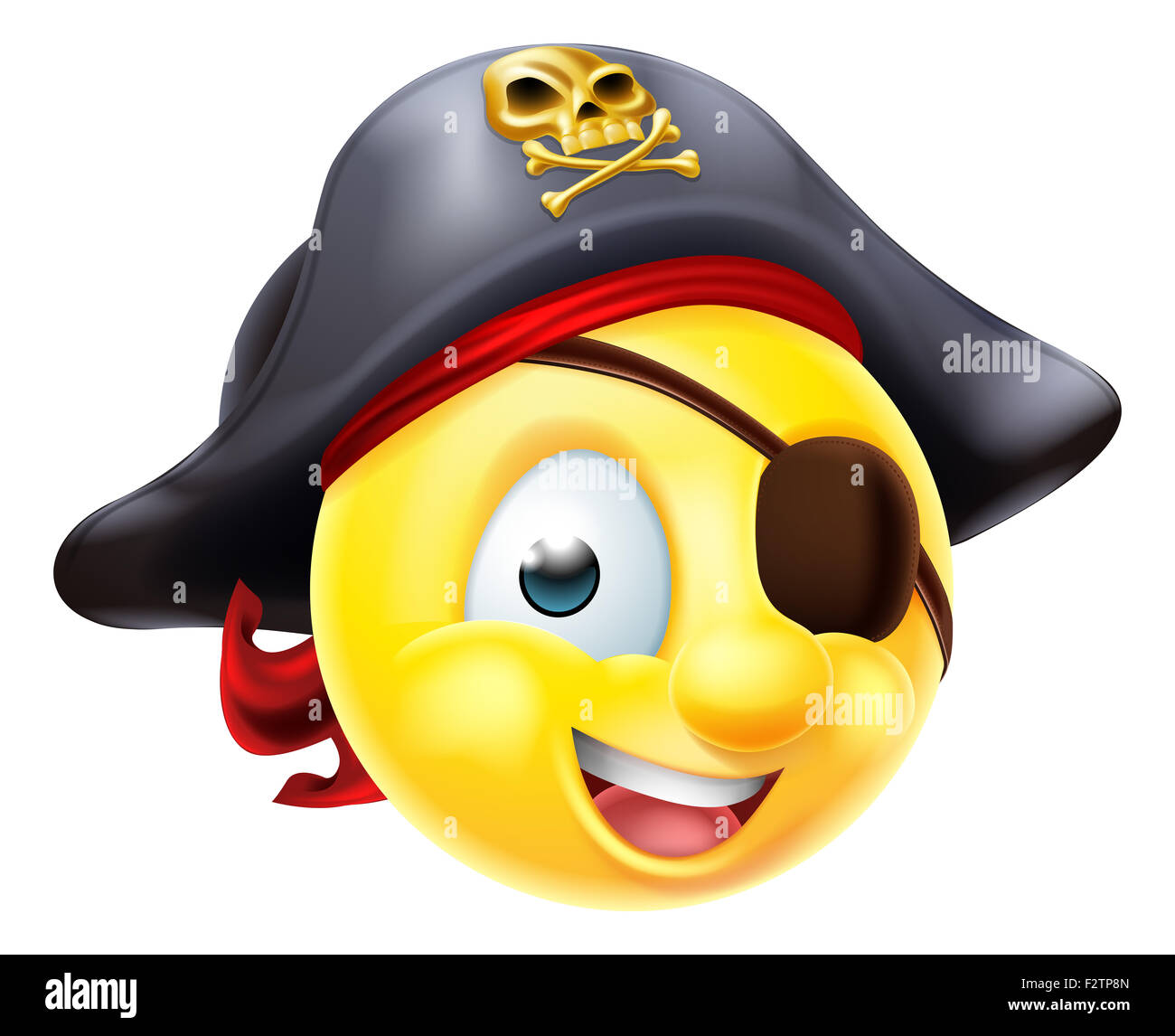Un pirate smiley emoticon emoji personnage portant une casquette et  cache-oeil Photo Stock - Alamy