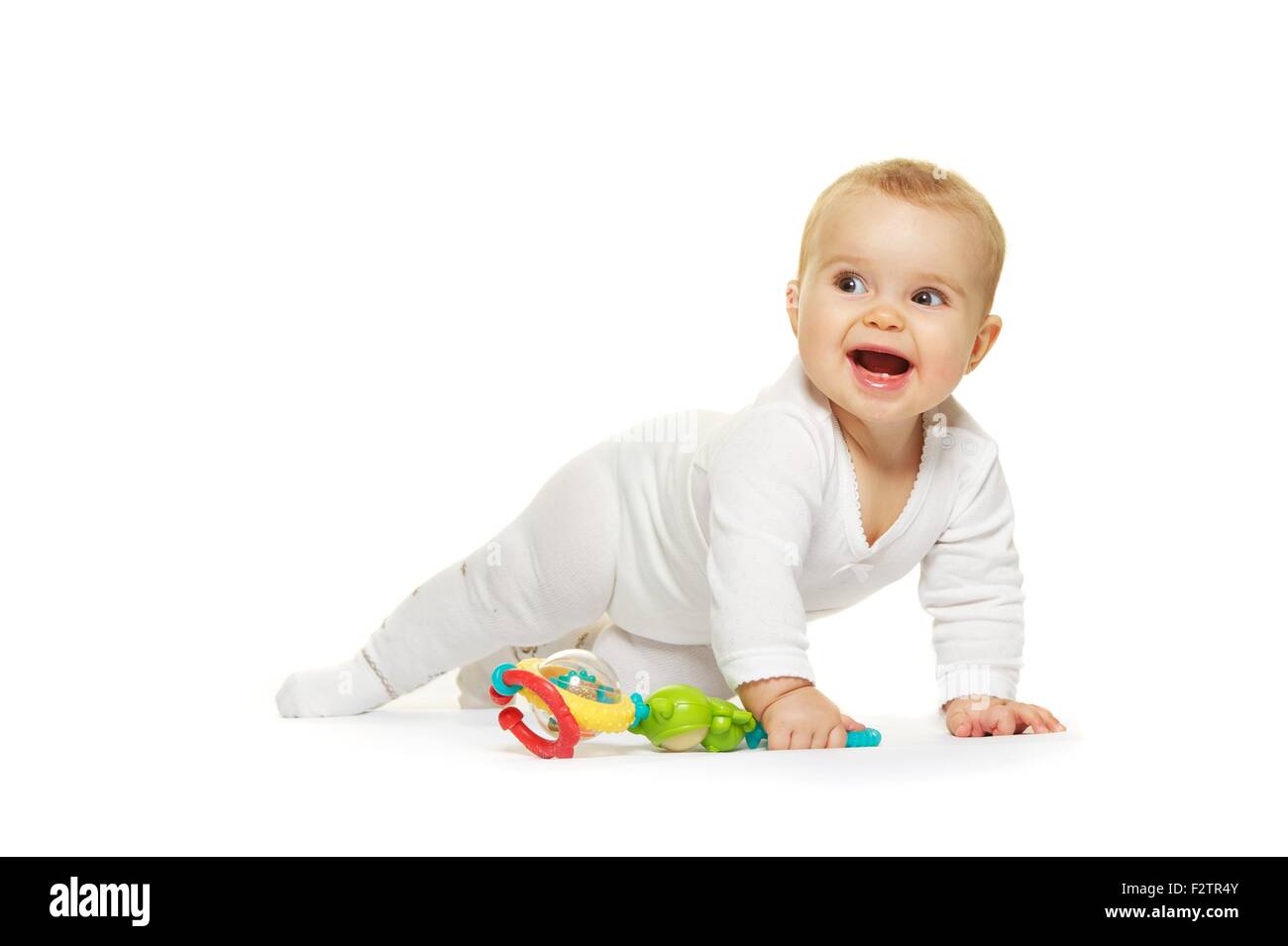 Adorable bébé isolé sur fond blanc Banque D'Images