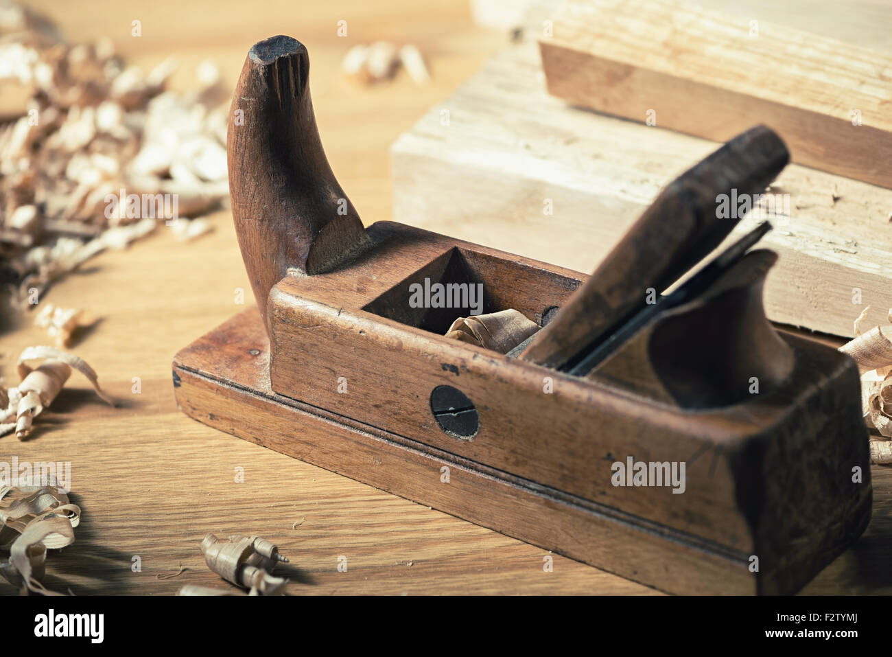 Main en bois ancien avion pour l'ébénisterie et la menuiserie. Banque D'Images