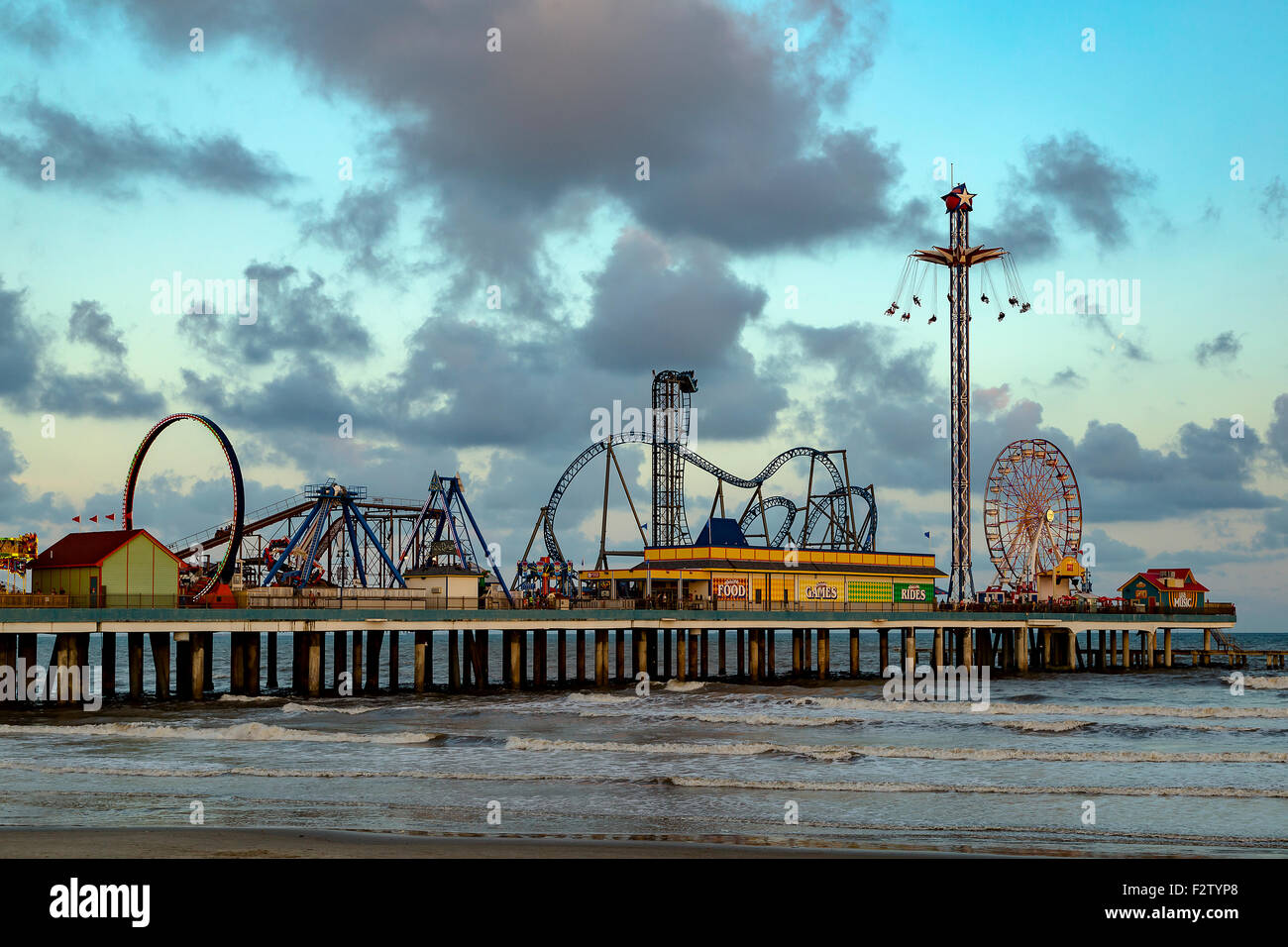 Galveston Island Historic Pleasure Pier Texas USA Banque D'Images