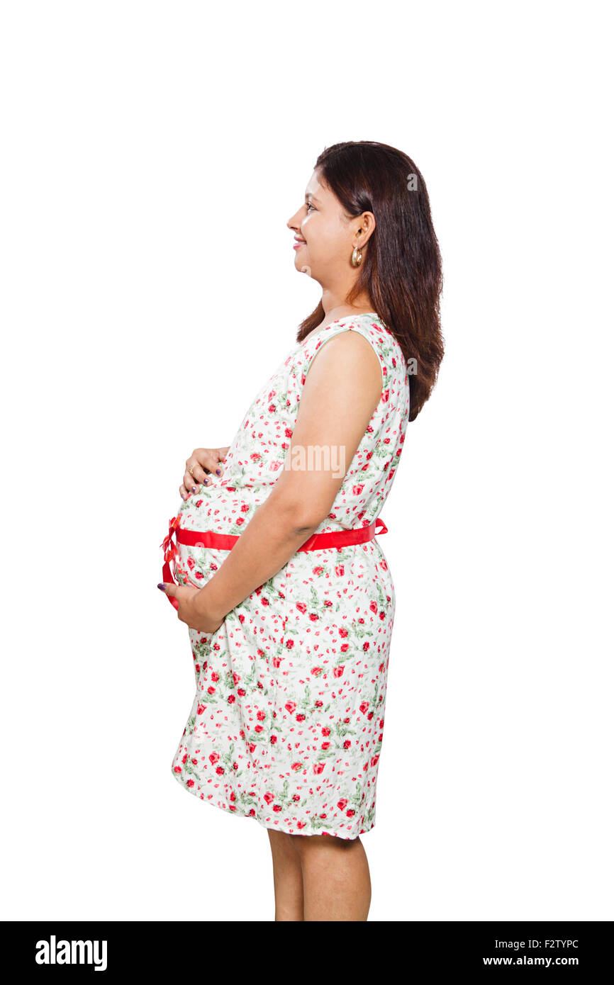 1 adultes indiens Femme enceinte Prévision penser Banque D'Images