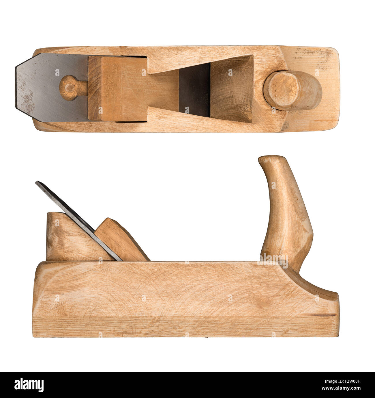 La main en bois de coupe pour le travail du bois. Côté et Vue de dessus. Banque D'Images