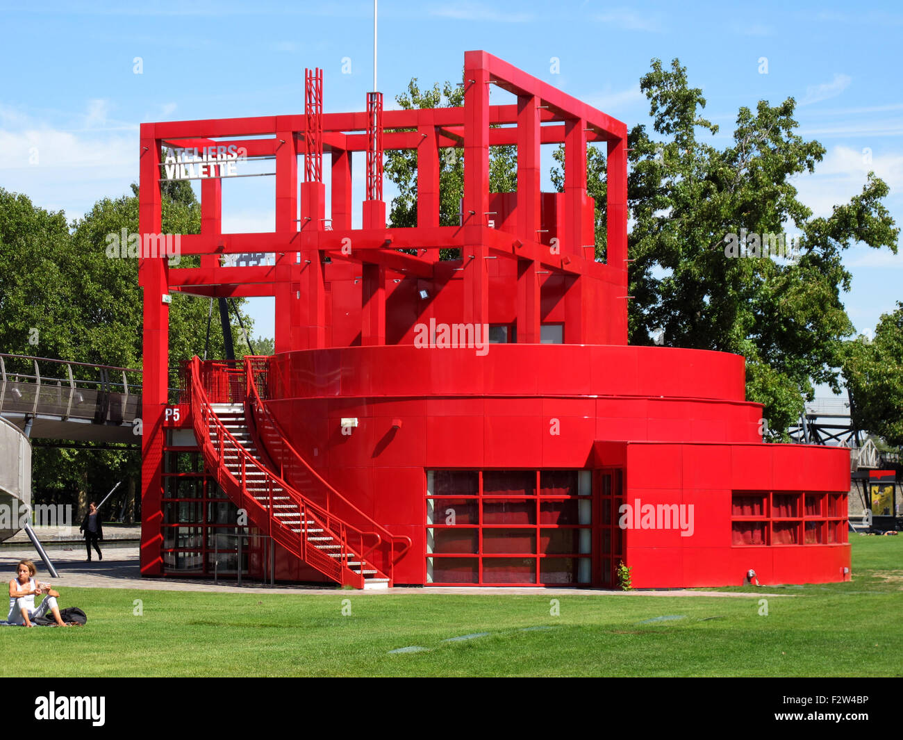 La Folie,Parc de la Villette, Cité des sciences et de l'industrie, Cité des sciences et de l'industrie,Paris,France Banque D'Images