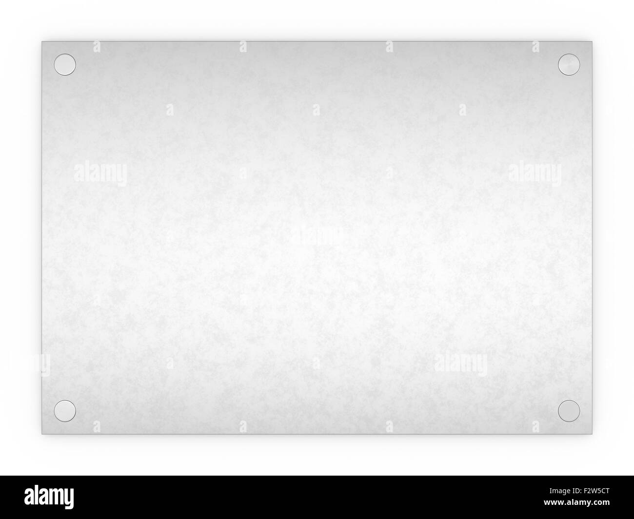 Rectangle de métal texturé Blanc plaque signe isolé sur un fond blanc. Banque D'Images