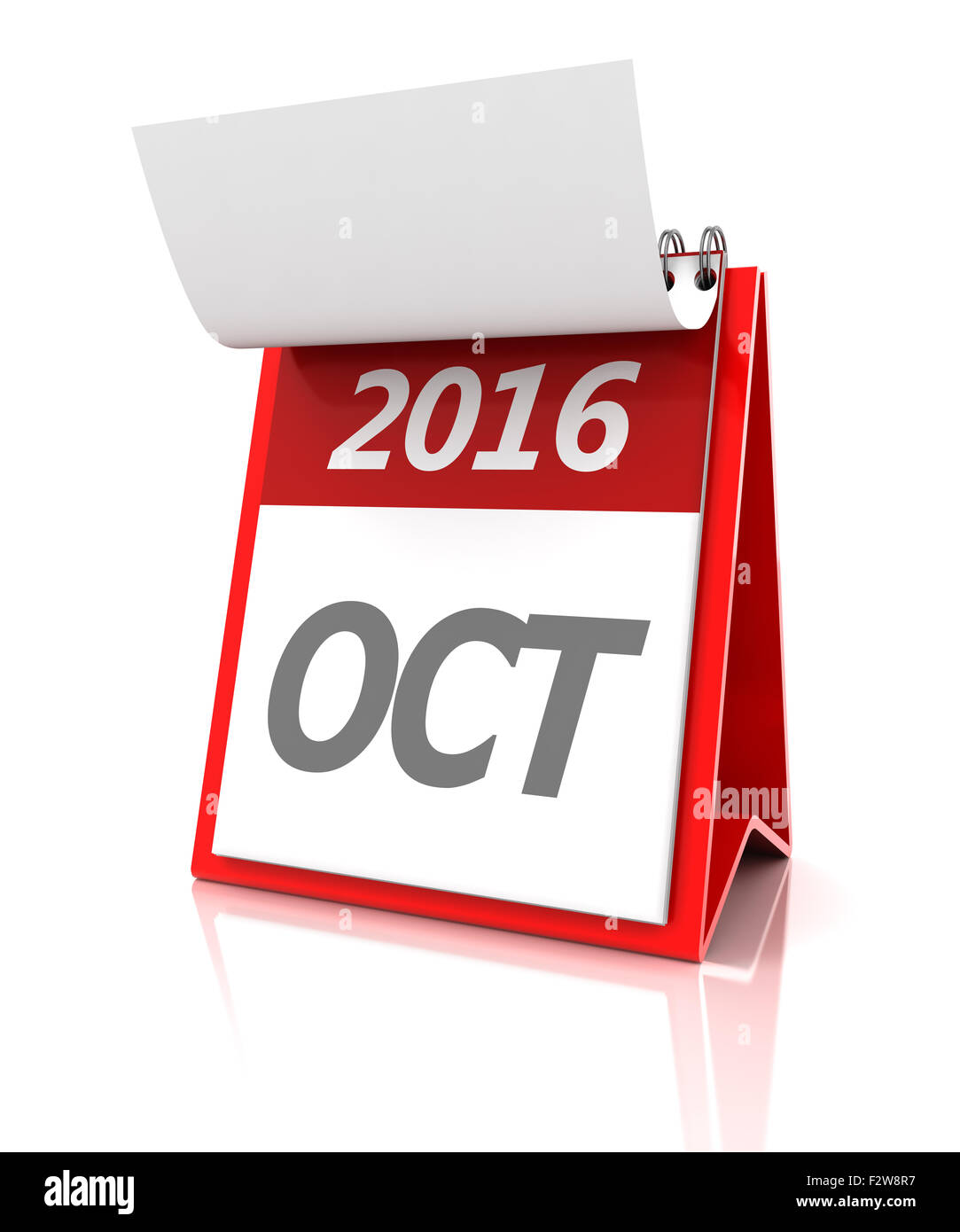 D'octobre 2016, calendrier de rendu 3D Banque D'Images