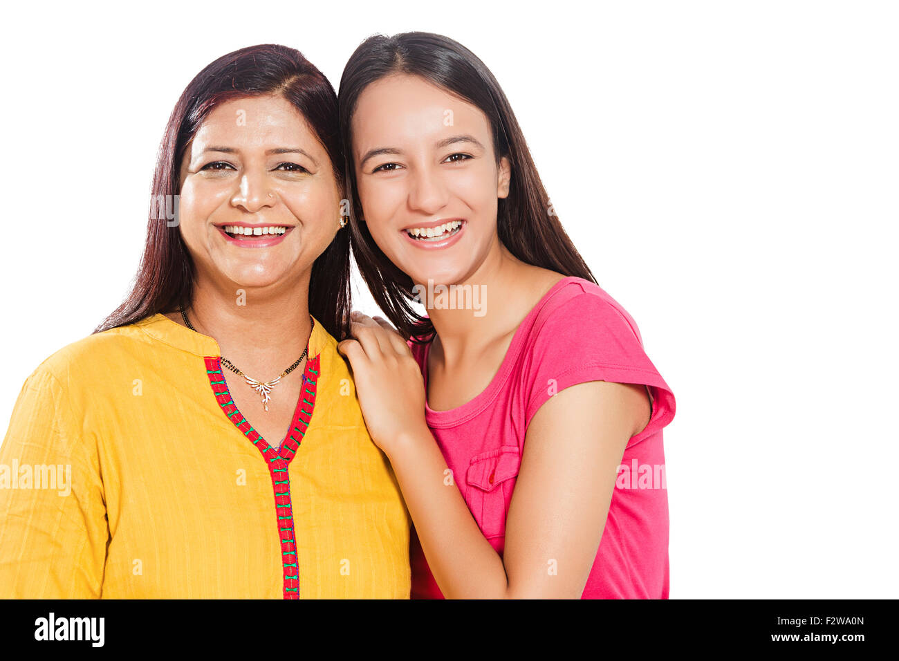 2 mère indienne et sa jeune fille s'occuper Banque D'Images