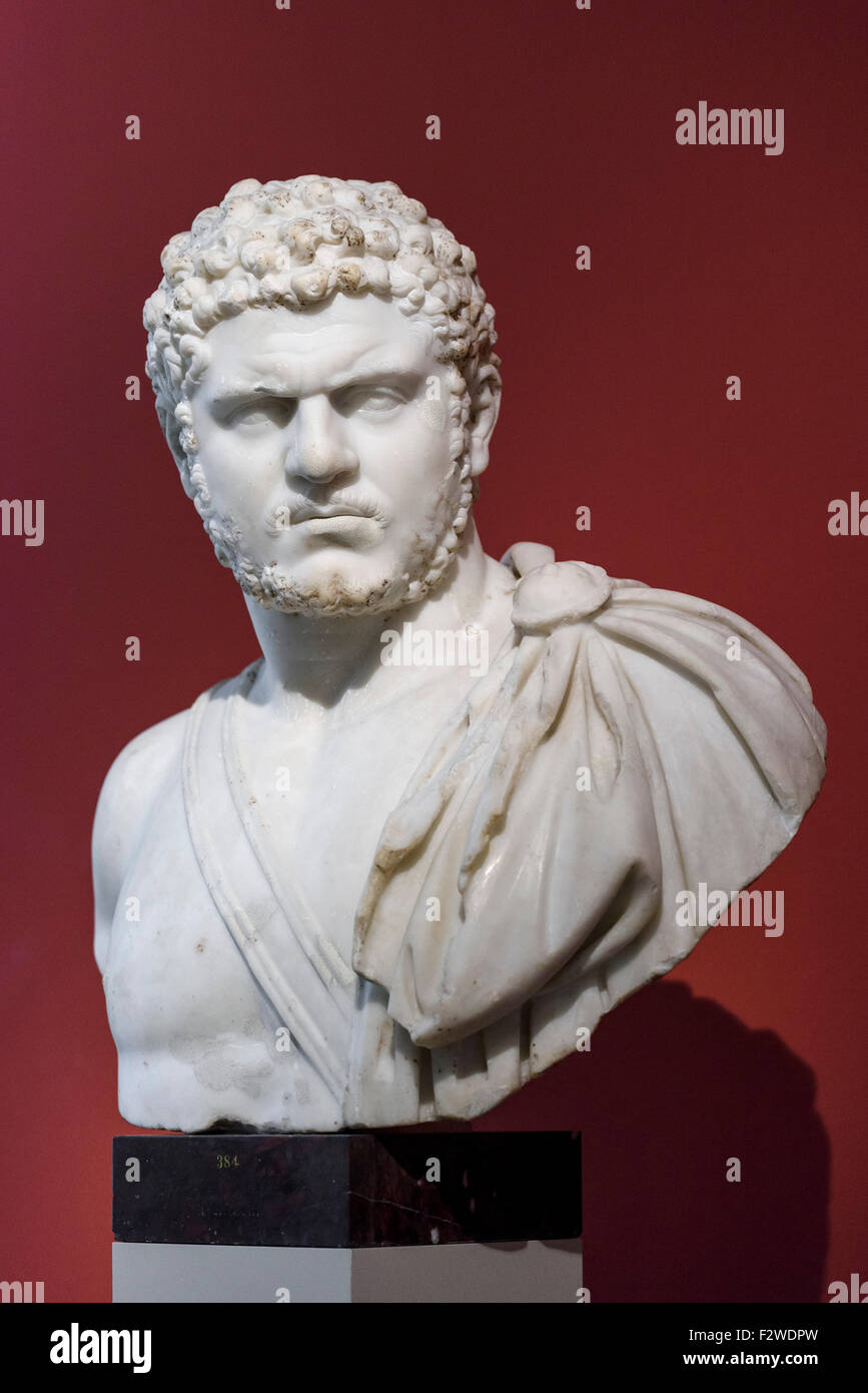 Berlin. L'Allemagne. Portrait de l'empereur romain Caracalla , AD 212-217 de Rome, Italie. Altes Museum. Banque D'Images