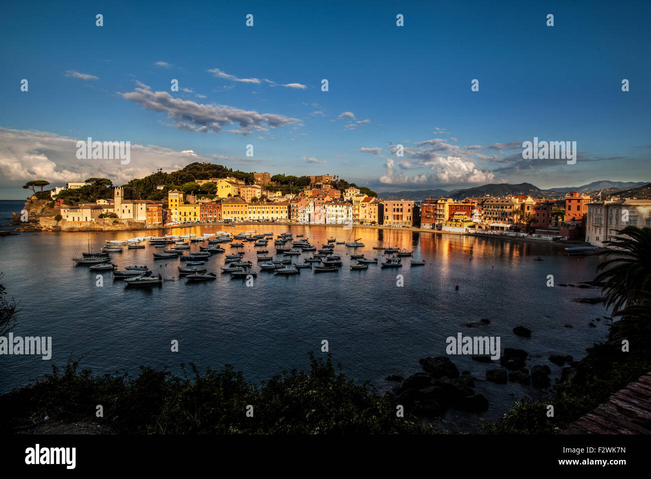 Baie du Silence, Sestri Levante, Ligurie, Italie. Banque D'Images