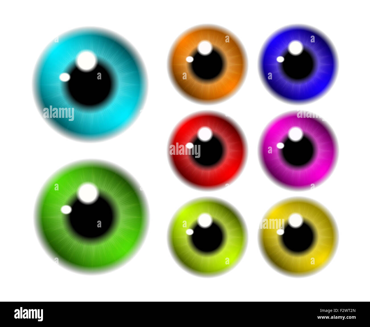 Ensemble de pupille de l'oeil, l'iris, eye ball eye. Vector illustration réaliste isolé sur fond blanc. Banque D'Images