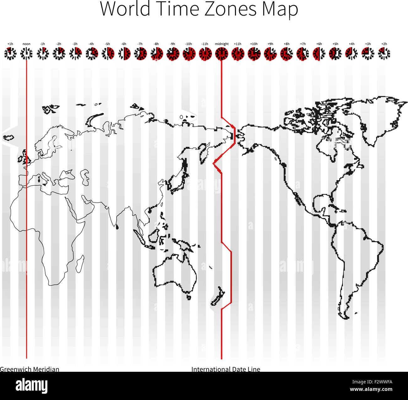 Carte des zones de l'heure mondiale Image Vectorielle Stock Alamy