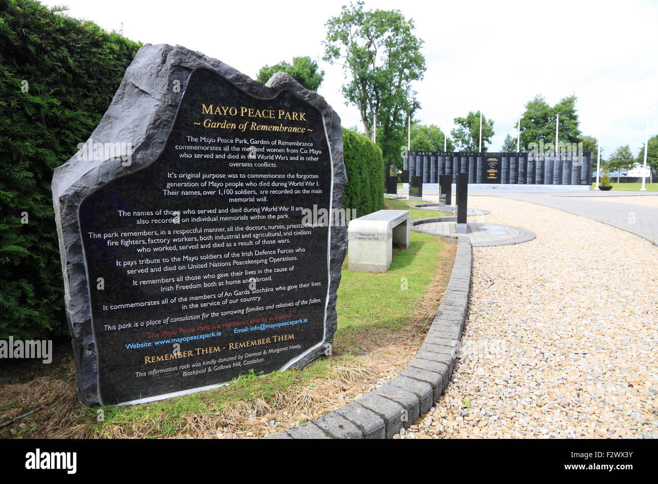 La paix Mayo Park et Garden of Remembrance, Castlebar, Comté de Mayo, Irlande Banque D'Images