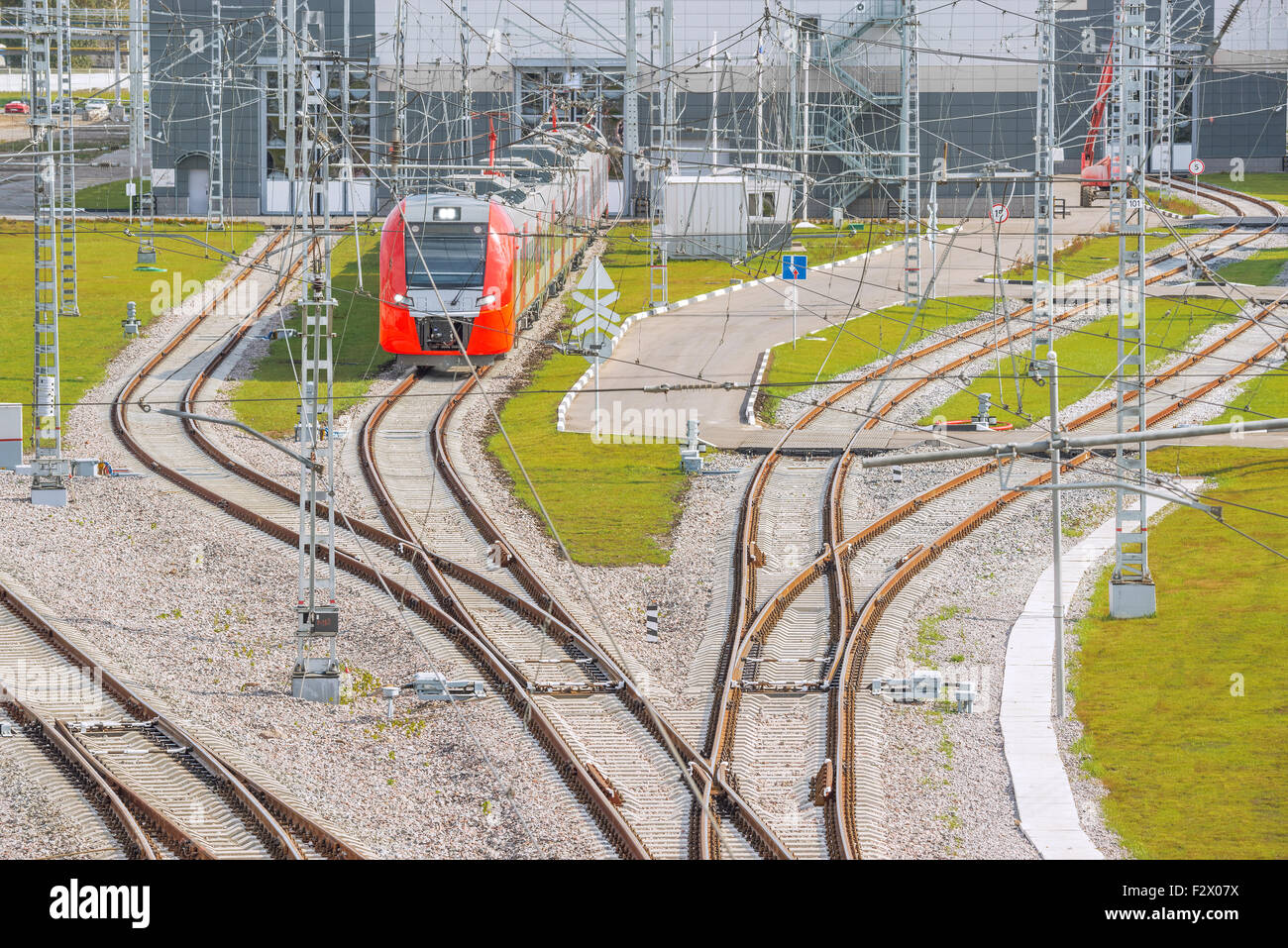 La gare ferroviaire de trains routiers. La Russie. Banque D'Images