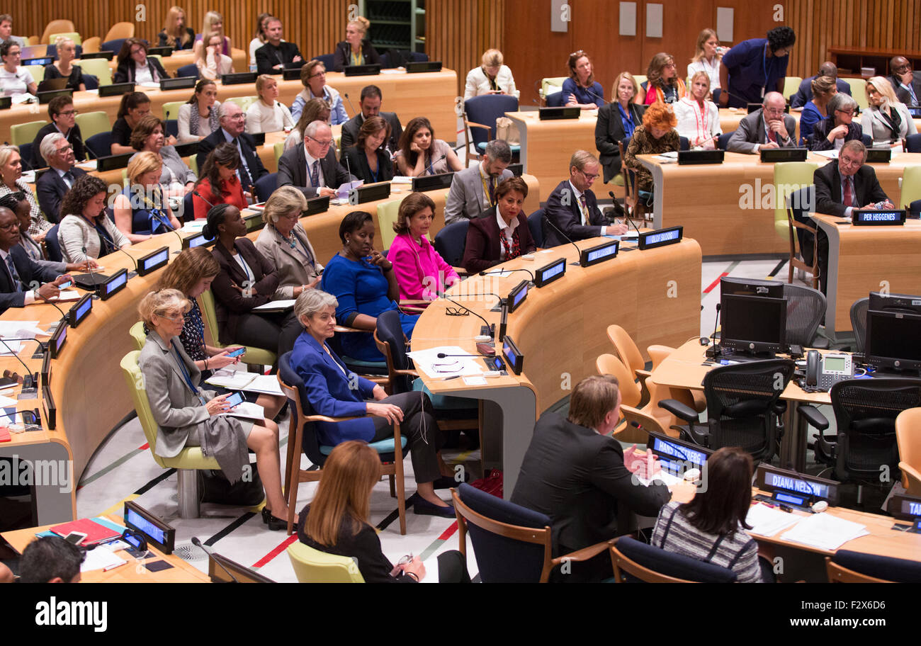 New York City, United States. Sep 24, 2015. Les participants de la réunion de haut niveau sur "Appel à l'action pour les enfants et les odd' par la Suède et la World Childhood Foundation, aujourd'hui au siège des Nations Unies à New York City © Luiz Rampelotto/Pacific Press/Alamy Live News Banque D'Images