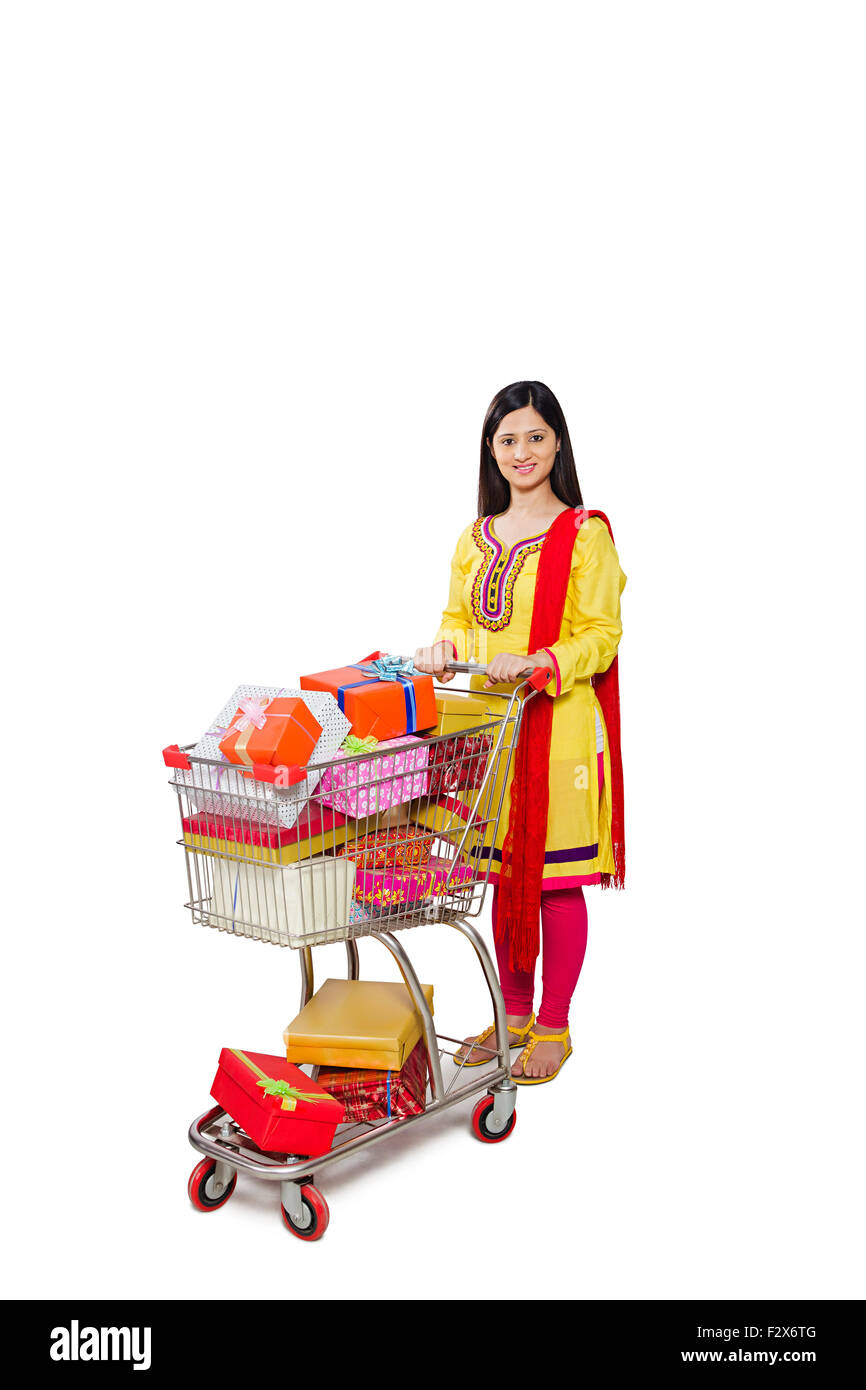 1 Indian Woman shopping cadeaux Diwali ménagère Banque D'Images