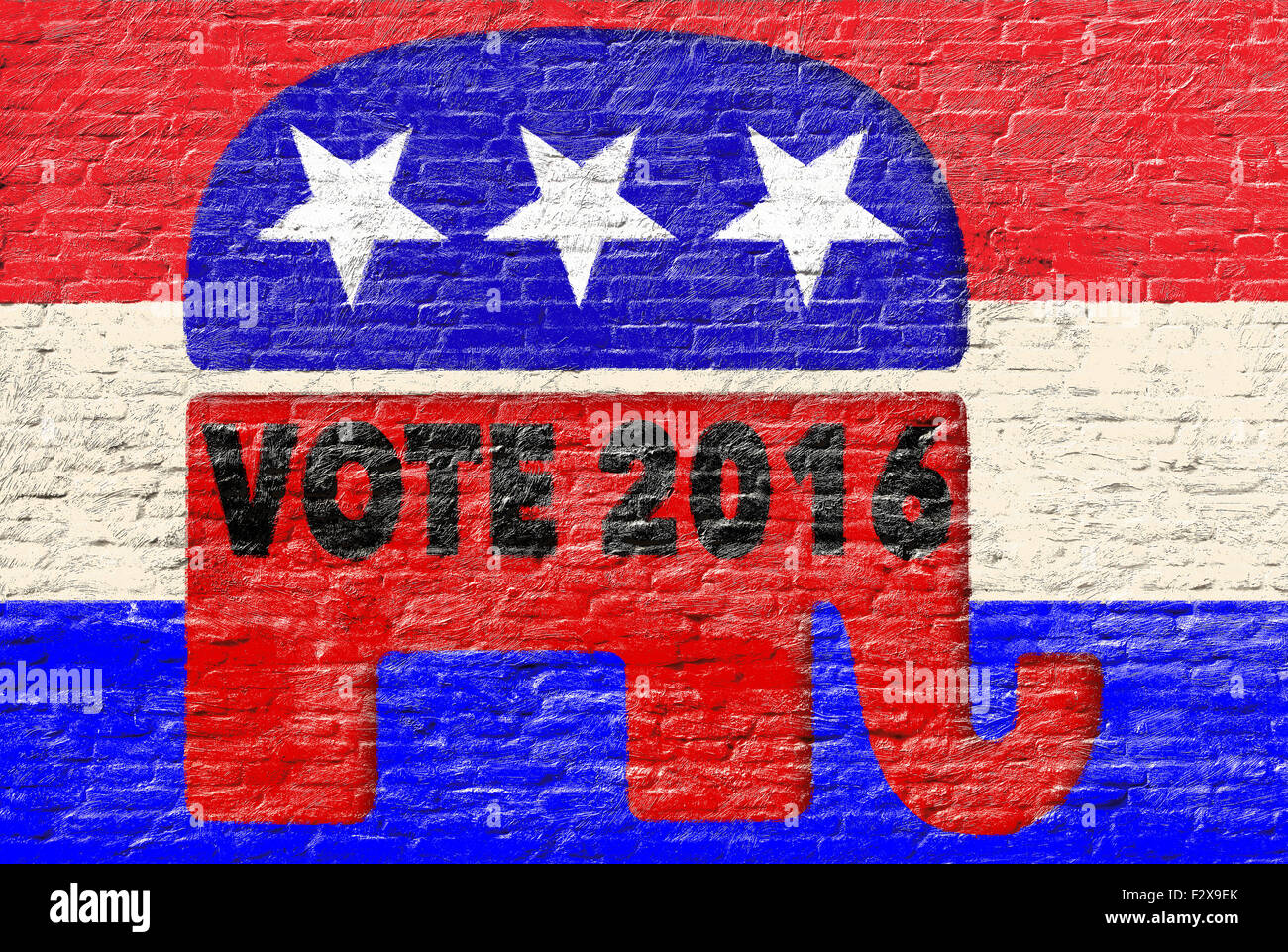 2016 élections parti républicain banner sur mur de brique Banque D'Images