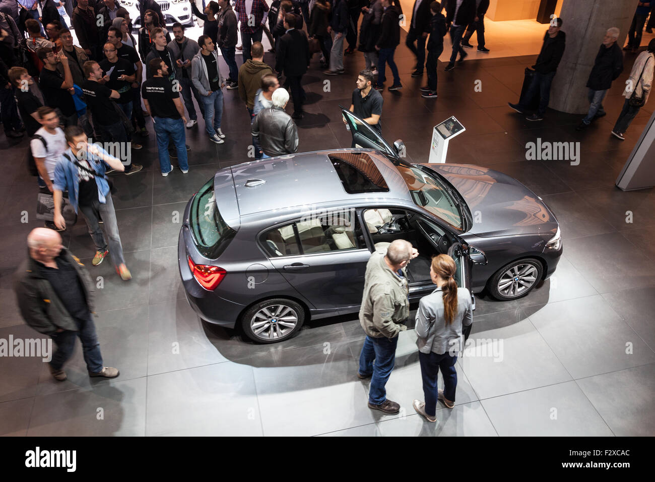 BMW Série 1 voiture compacte à l'IAA International Motor Show 2015 Banque D'Images