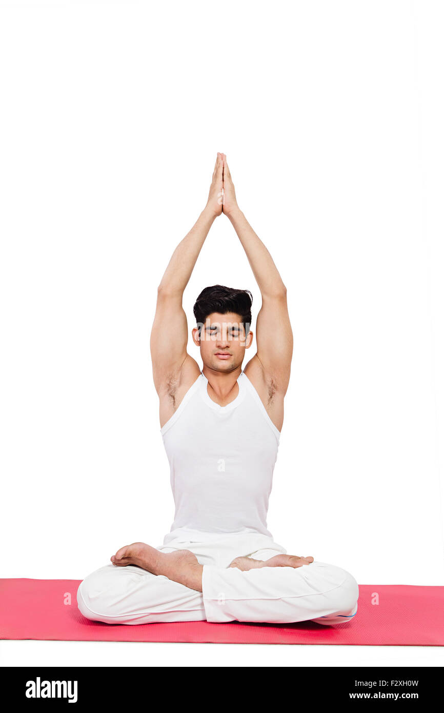 1 homme adulte indien Yoga Surya namaskar Banque D'Images