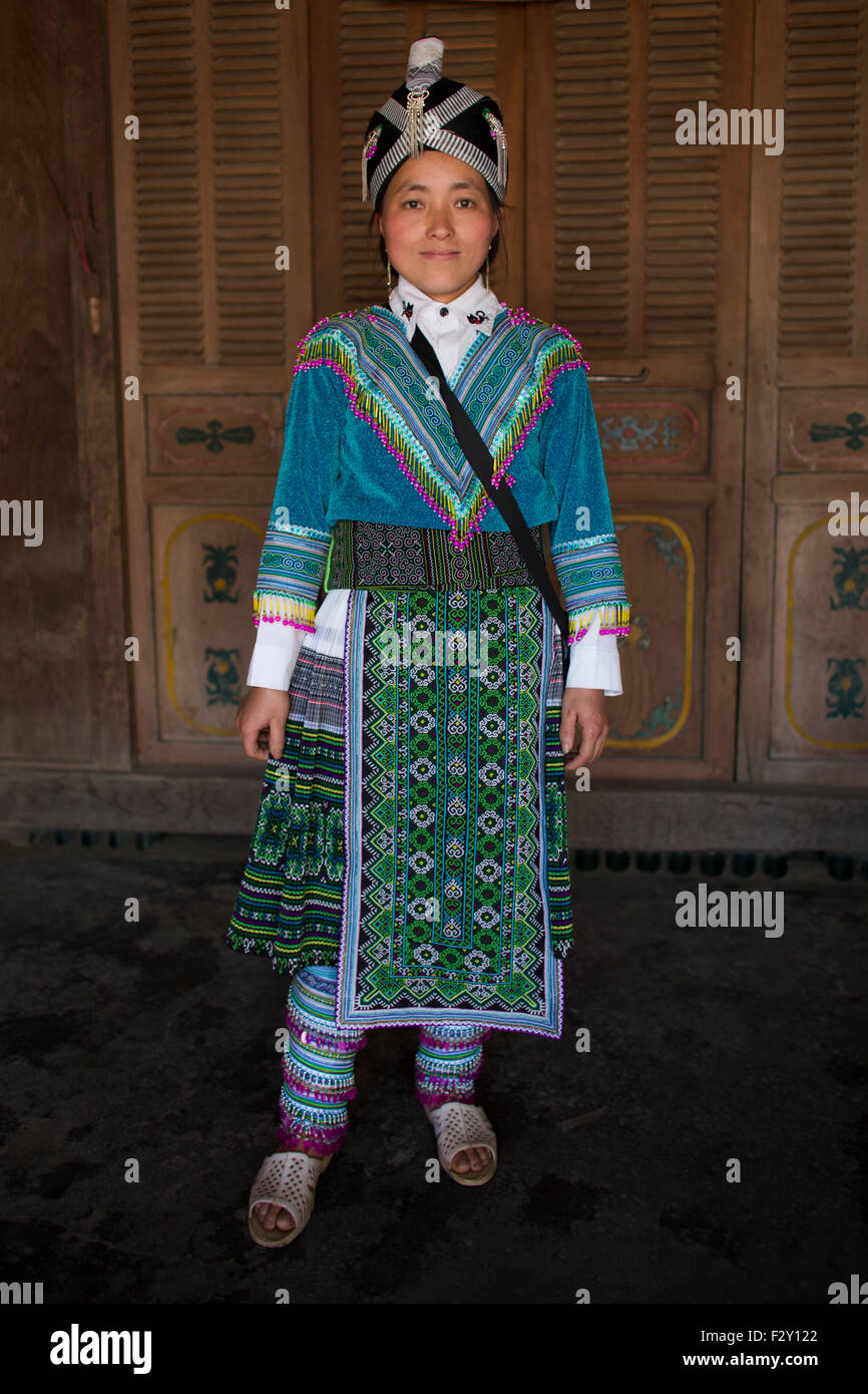 'Ethniques' Flower Hmong tribu au nord du Vietnam. Banque D'Images