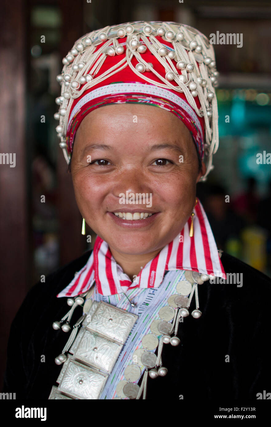 'Ethniques' flower Hmong tribu au nord du Vietnam. Banque D'Images