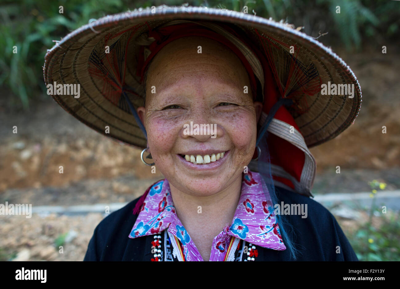 'Ethniques' flower Hmong tribu au nord du Vietnam. Banque D'Images