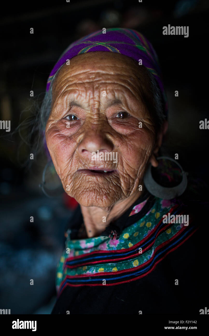 'Ethniques' Hmong noir tribu au nord du Vietnam. Banque D'Images