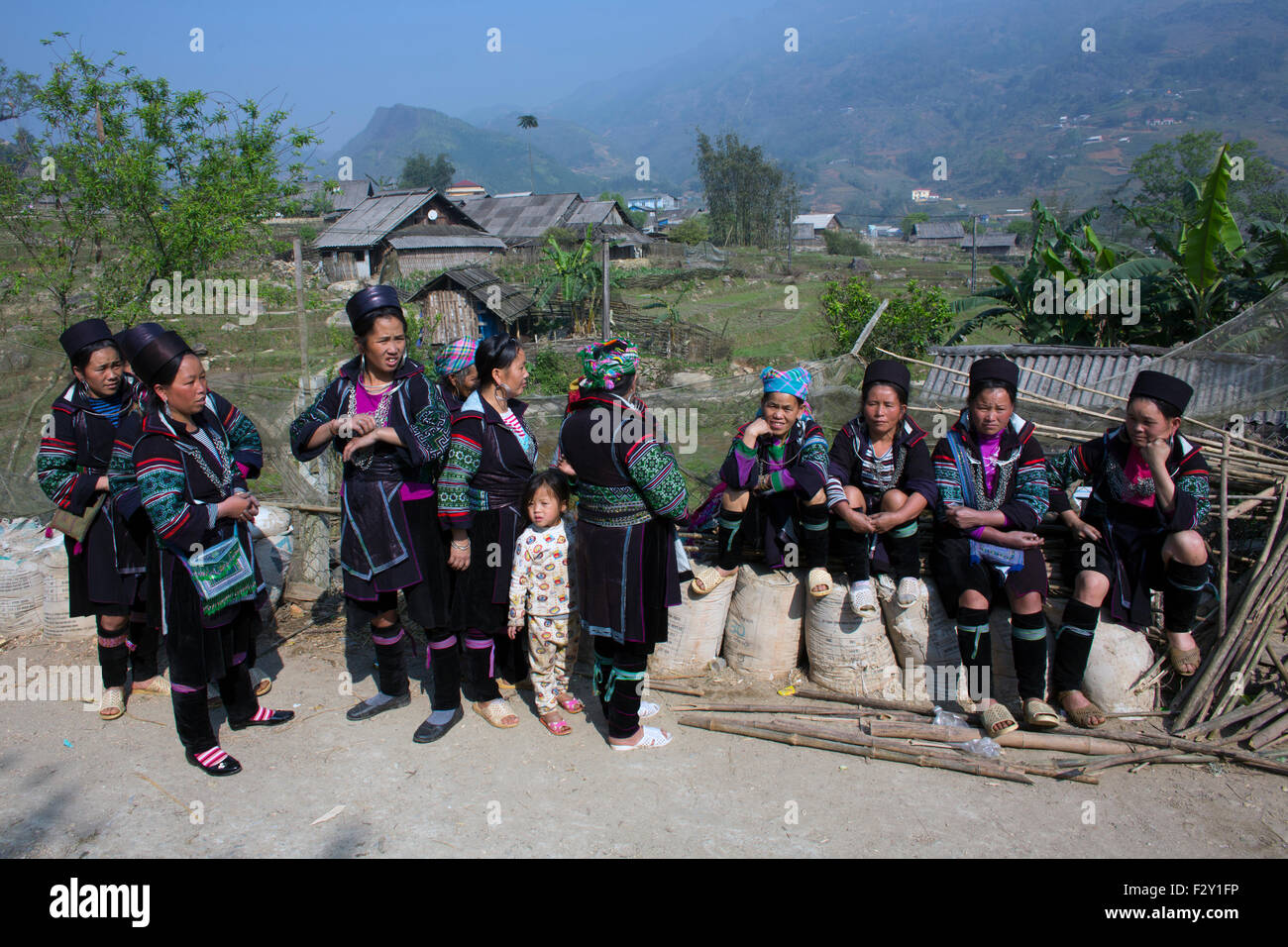 Funérailles d'un 'Black' tribu Hmong dans le nord du Vietnam. Banque D'Images