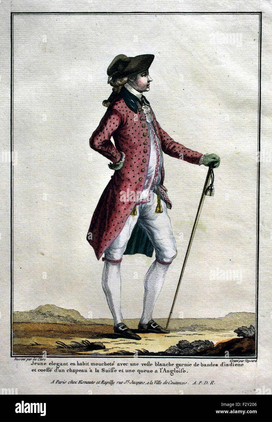 Français Paris Gallerie des modes Dupin Esnauts et Rapilly 1778 France ( en 1778, deux jeunes éditeurs inconnus jusqu'a taraudé marché avec le lancement d'une série intitulée Gallerie des modes, qui a répondu à la demande croissante parmi les parisiens pour la mode news )français Paris fashion couture de vêtements de créateurs art Banque D'Images