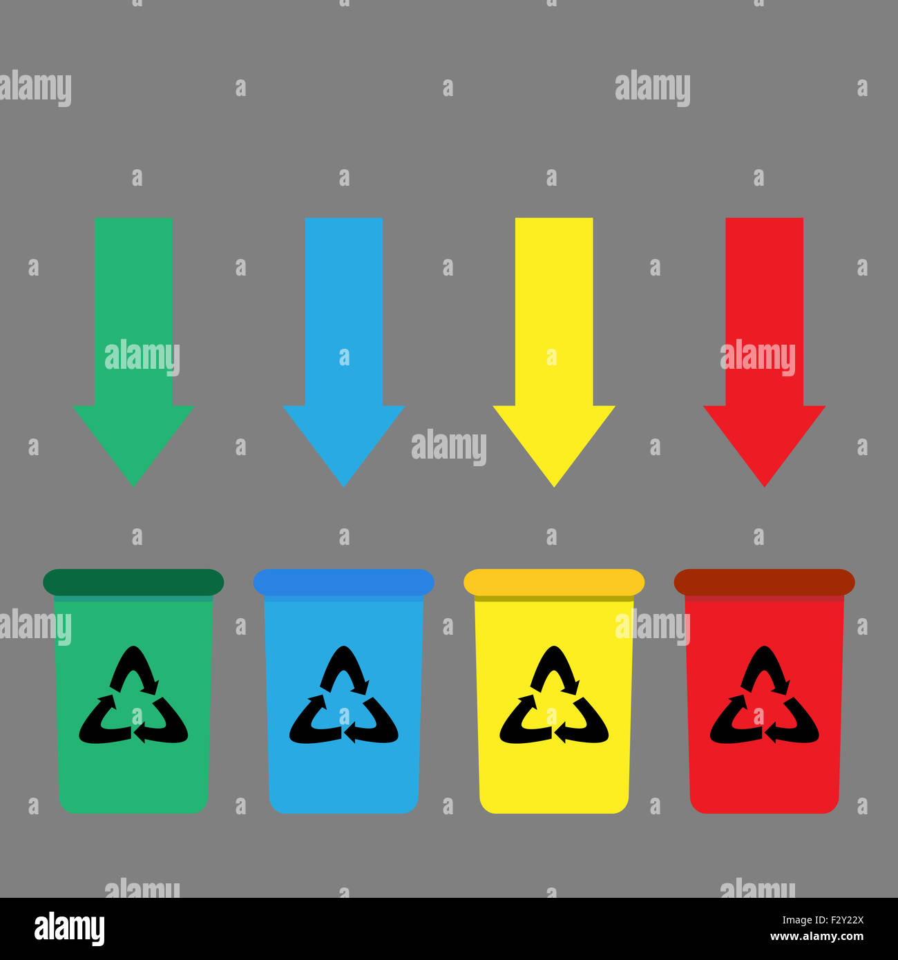 Trah bin set. Traitement des déchets, tri Label vector illustration Banque D'Images