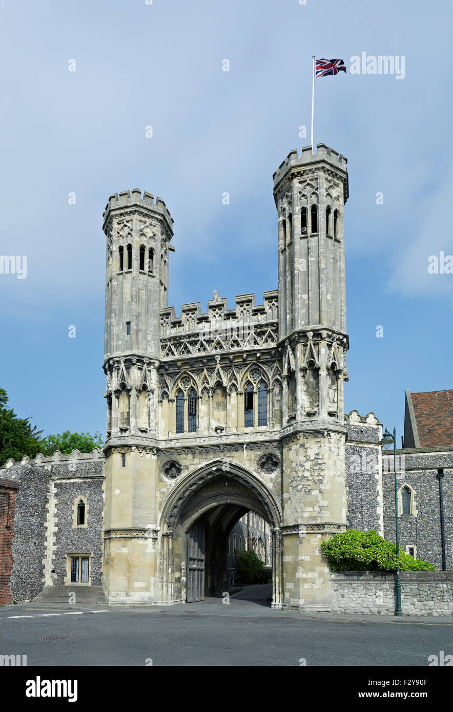 Canterbury, abbaye Saint-Augustin, Kent. Grande porte, sur 1300-1308 Banque D'Images