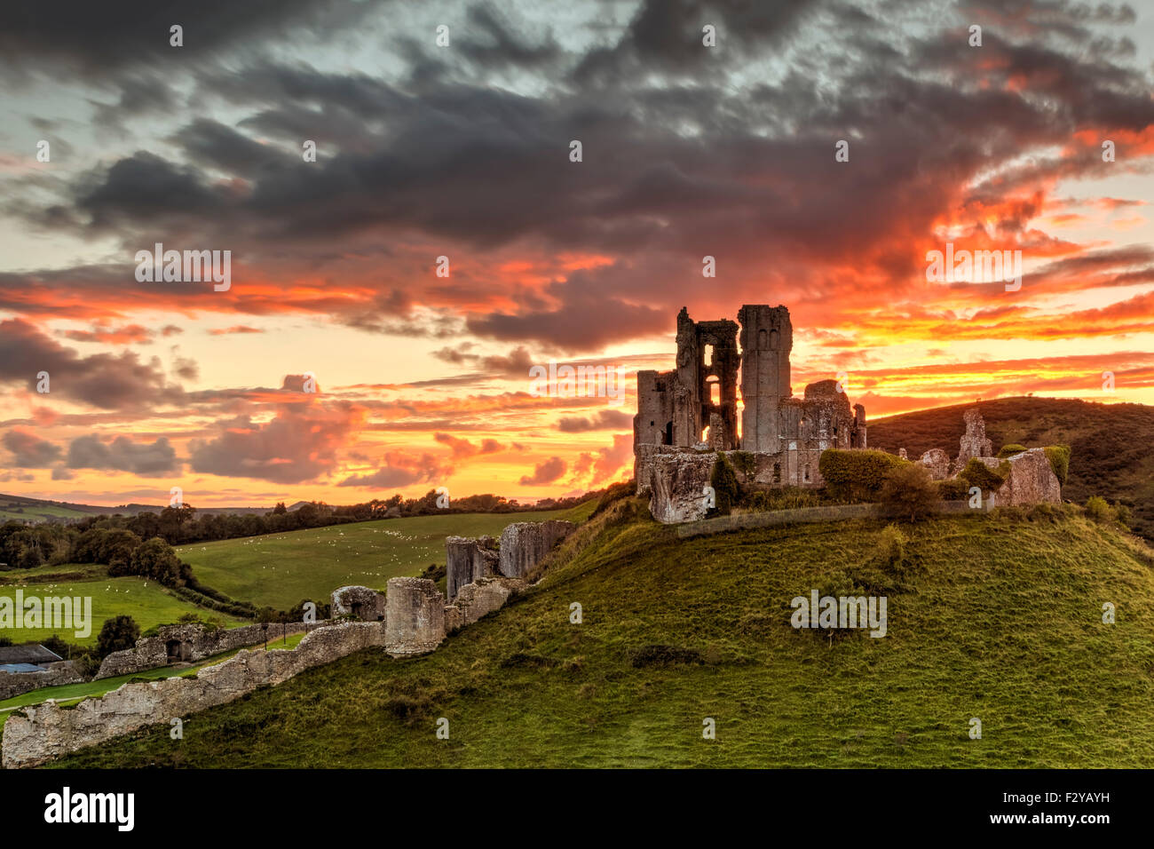 Château de Corfe, Dorset Banque D'Images