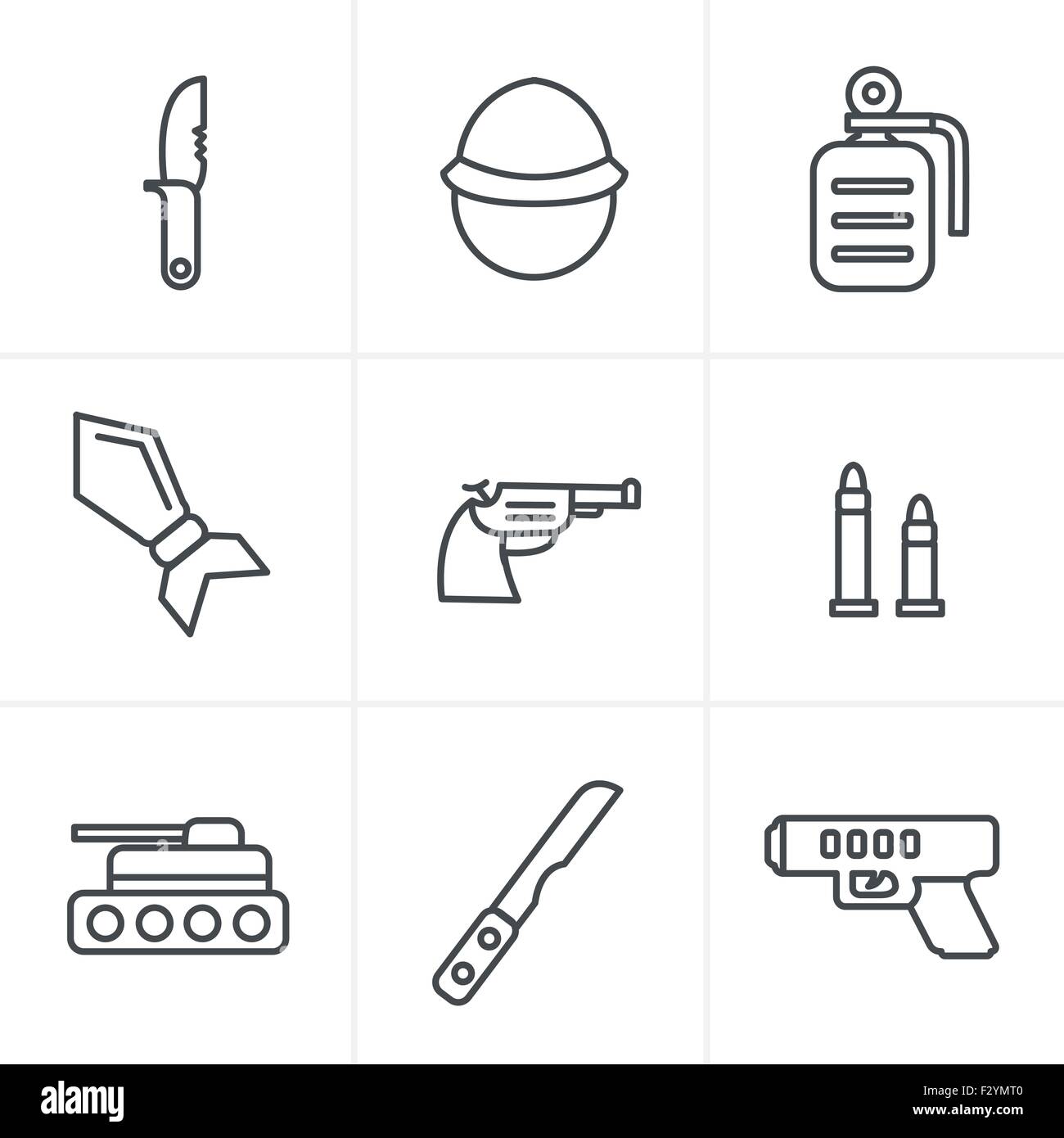 Icônes Icônes militaire Style ligne Illustration de Vecteur