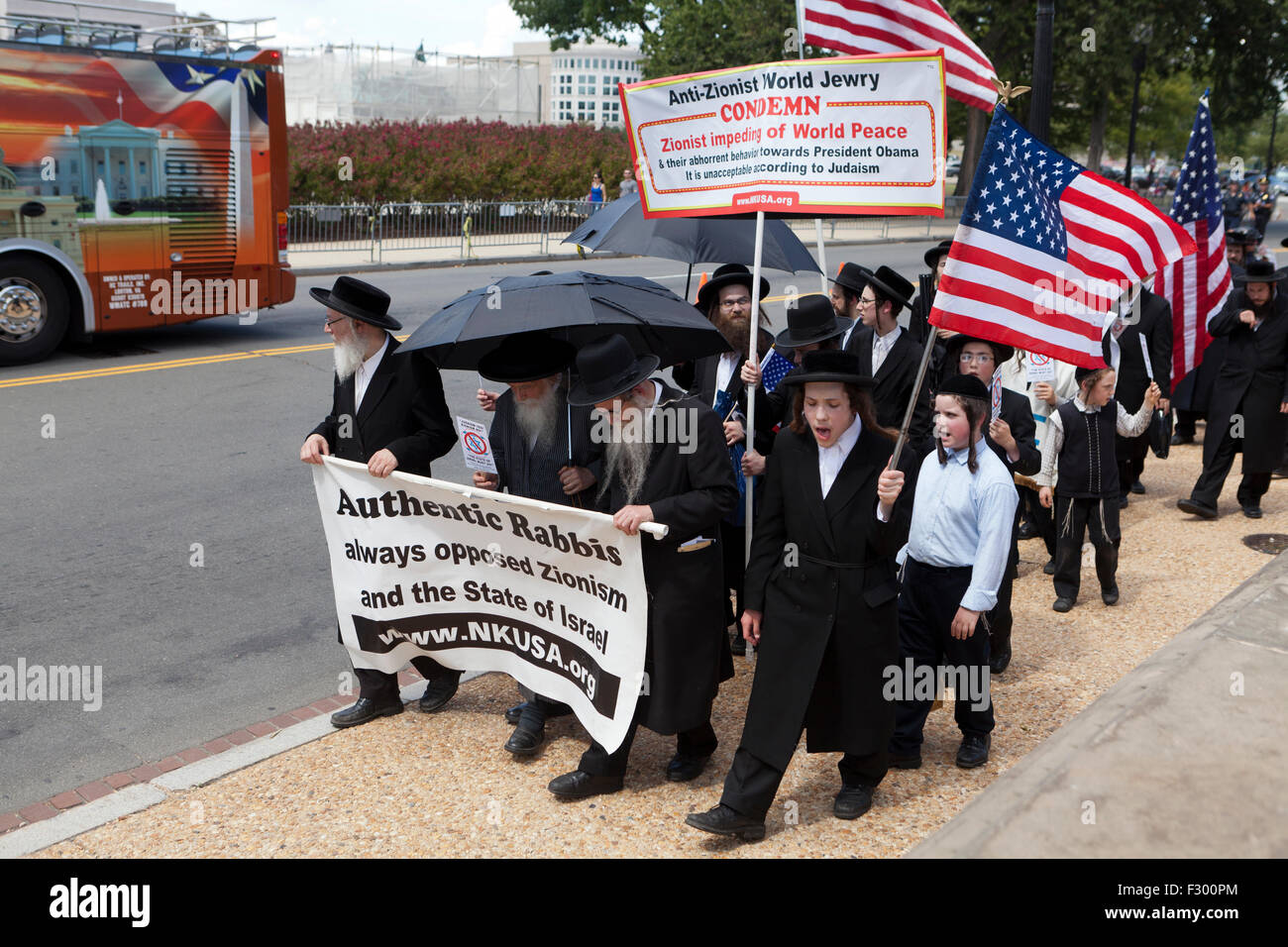 Groupe religieux de Neturei Karta (Haredi Juifs) se ralliant contre le sionisme - Washington, DC Etats-Unis Banque D'Images