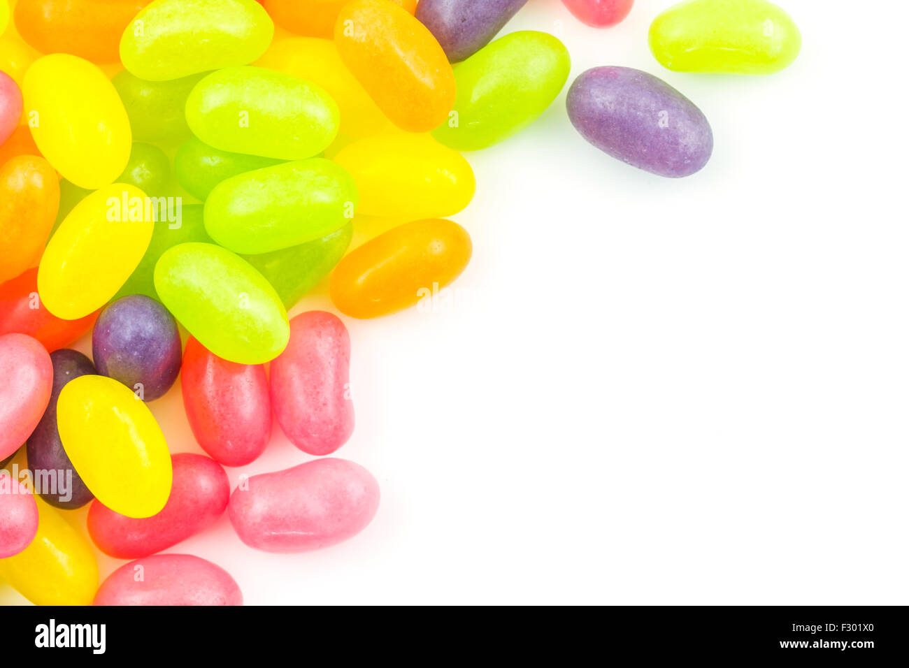 Jelly Beans sur fond blanc Banque D'Images