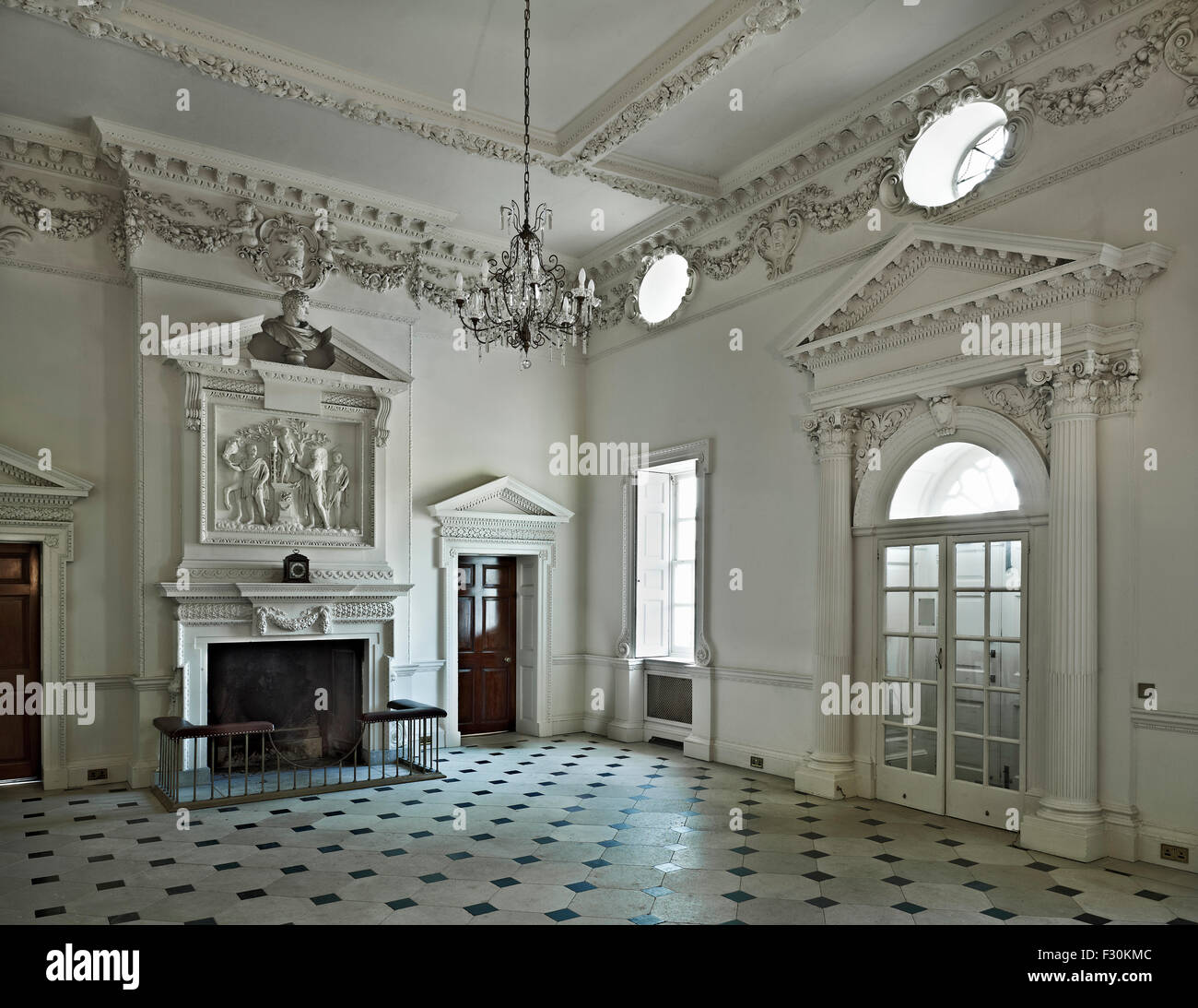 Godmersham Park, Kent, hall d'entrée Banque D'Images