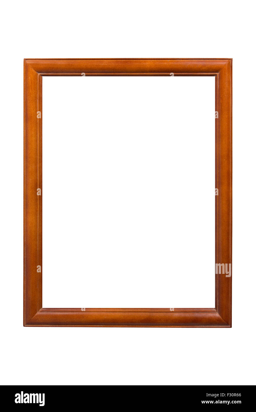 Le miel en bois-brown photo cadre sans appui sur fond blanc. Banque D'Images
