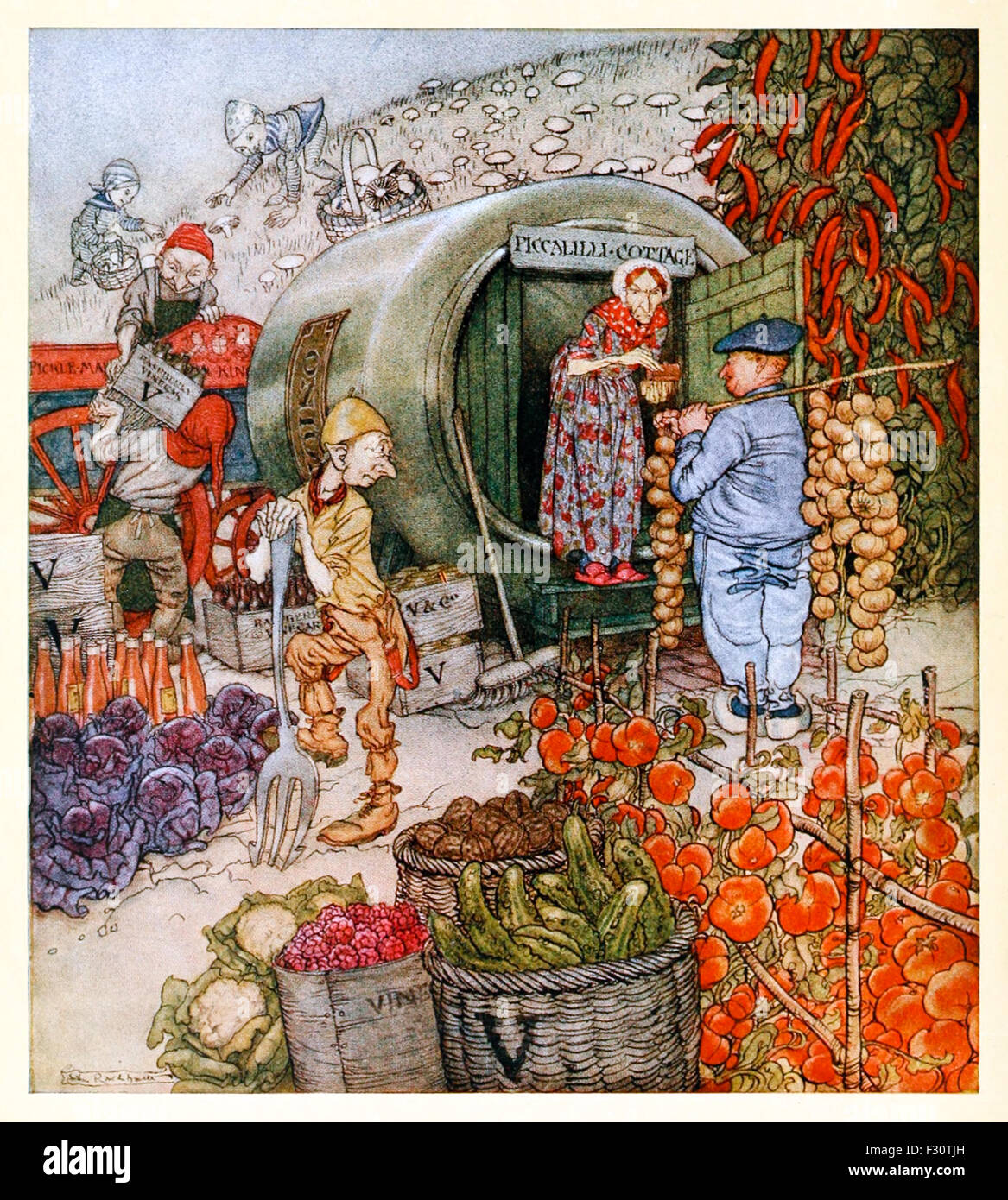 'Mr et Mme vinaigre à la maison' de 'frontispice English Fairy Tales', illustration par Arthur Rackham (1867-1939). Voir la description pour plus d'informations. Banque D'Images