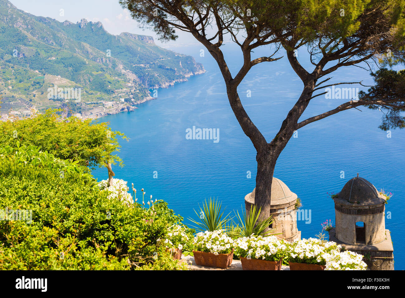 Ravello, vue panoramique de la Villa Rufolo, Côte d'Amalfi, Italie Banque D'Images