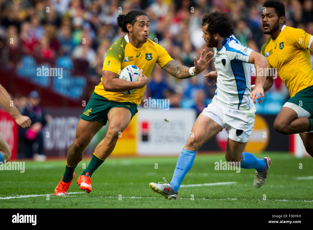 Birmingham, UK. 27 Sep, 2015. Coupe du Monde de Rugby. L'Australie contre l'Uruguay. Joe Tomane de l'Australie. Credit : Action Plus Sport/Alamy Live News Banque D'Images