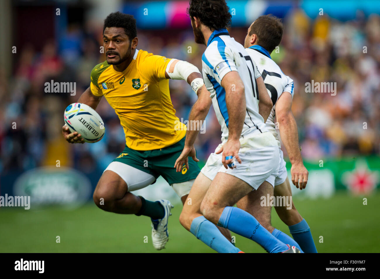 Birmingham, UK. 27 Sep, 2015. Coupe du Monde de Rugby. L'Australie contre l'Uruguay. Henry Speight de l'Australie. Credit : Action Plus Sport/Alamy Live News Banque D'Images