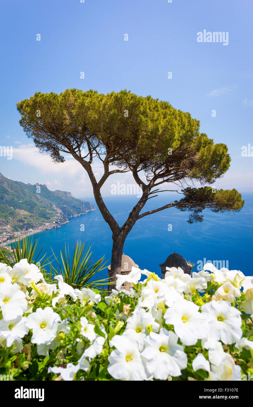 Ravello, vue panoramique de la Villa Rufolo, Côte d'Amalfi, Italie Banque D'Images