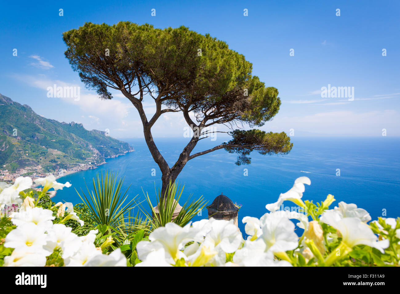 Ravello, vue panoramique de la Villa Rufolo, Côte d'Amalfi, Italie Banque D'Images