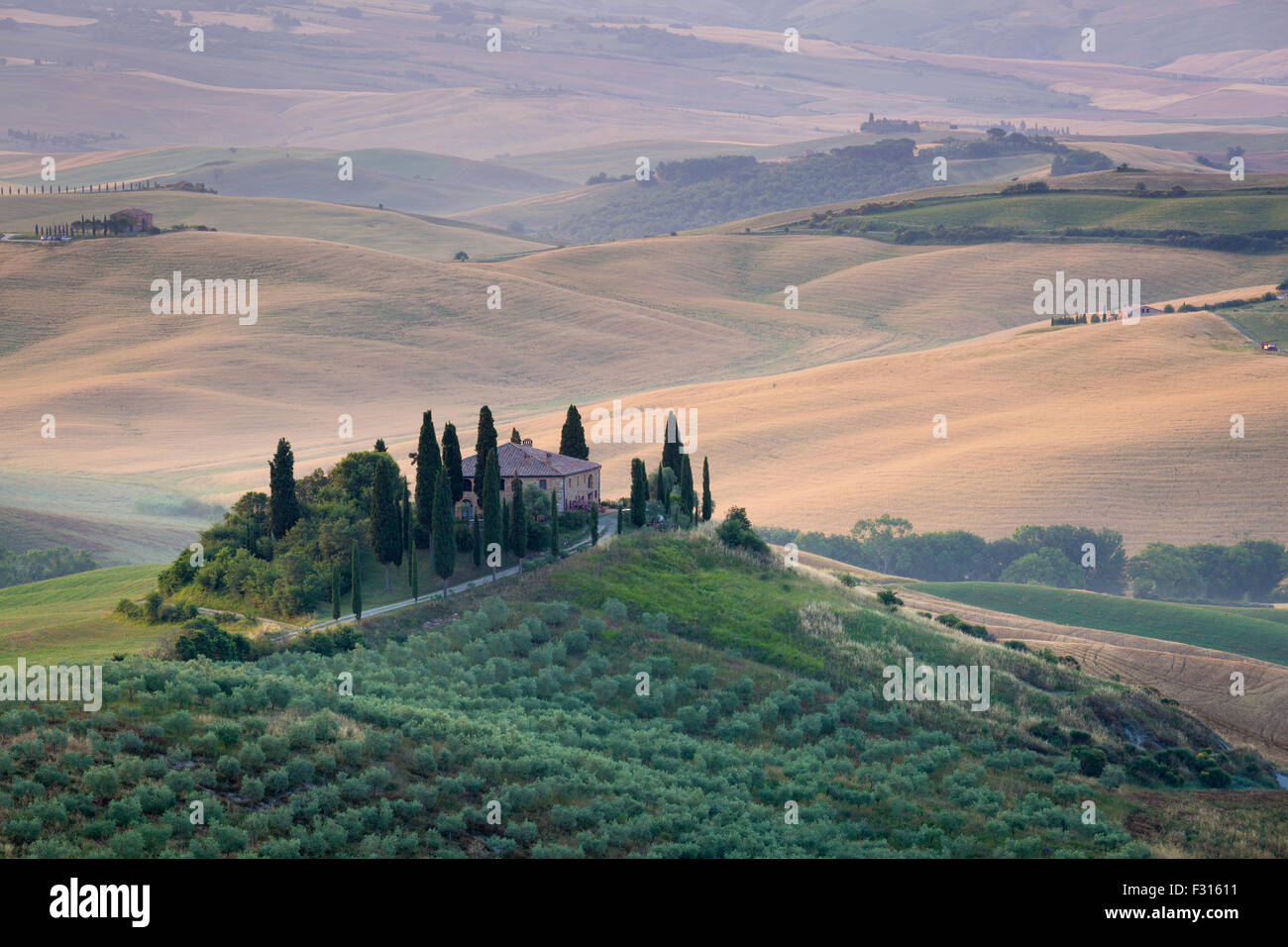 Val d'Orcia, Toscane, Italie, paysage. Banque D'Images